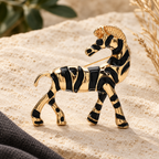 Striped Enamel Zebra Brooch — styled background