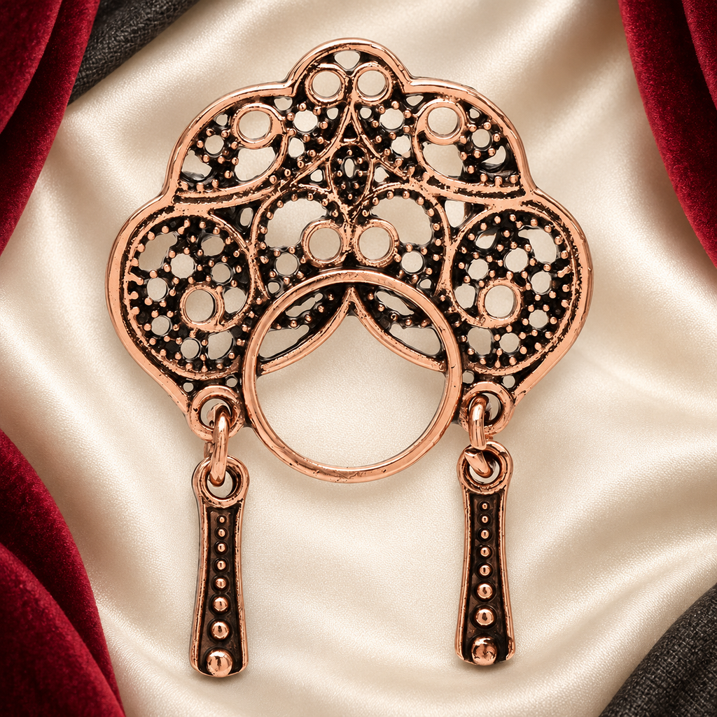 Openwork Opera Headdress Brooch — styled background