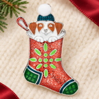 Mouse in Enamel Christmas Stocking Brooch — styled background