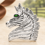 Textured Horse Head with Rhinestone Mane Brooch — styled background