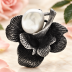 Textured Rose with Pearl-Look Center Brooch — styled background