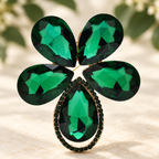 Large Five-Petal Faceted Flower Brooch — styled background