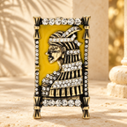 Profile Portrait in Rhinestone Frame Brooch — styled background