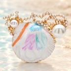 Pastel Enamel Shell with Pearl-Look Cluster Brooch — styled background