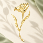 Extra-Large Sculpted Tulip with Long Curved Stem Brooch — styled background