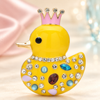 Crowned Enamel Duck with Rhinestones Brooch — styled background