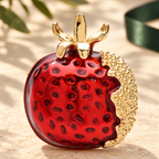 Red Enamel Pomegranate Brooch — styled background