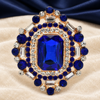 Vintage-Style Rectangular Faceted Stone Brooch — styled background