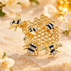 Honeycomb with Enamel Bees Brooch — styled background