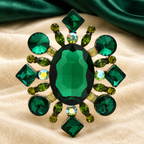 Vintage-Style Oval Faceted Stone Brooch — styled background