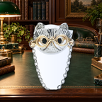 Cat with Glasses Chain Brooch styled in a thematic scene