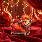 Cheerful Red Lamb Character Brooch styled in a thematic scene