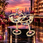 Clinking Cocktail Glasses with Hearts Brooch styled in a thematic scene