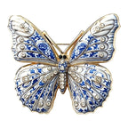 Colorful Enamel Butterfly Brooch — Blue & White