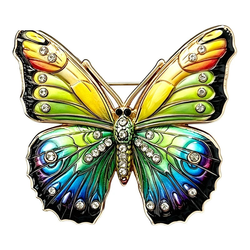 Colorful Enamel Butterfly Brooch — Multicolor