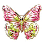 Colorful Enamel Butterfly Brooch — Pink & Green