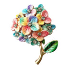 Colorful Enamel Hydrangea Brooch — Green & Pink