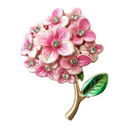 Colorful Enamel Hydrangea Brooch — Pink