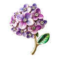 Colorful Enamel Hydrangea Brooch — Purple