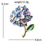 Colorful Enamel Hydrangea Brooch dimensions