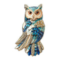 Colorful Jeweled Owl Brooch — Blue