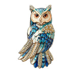 Colorful Jeweled Owl Brooch — Blue