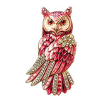 Colorful Jeweled Owl Brooch — Pink