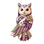 Colorful Jeweled Owl Brooch — Purple