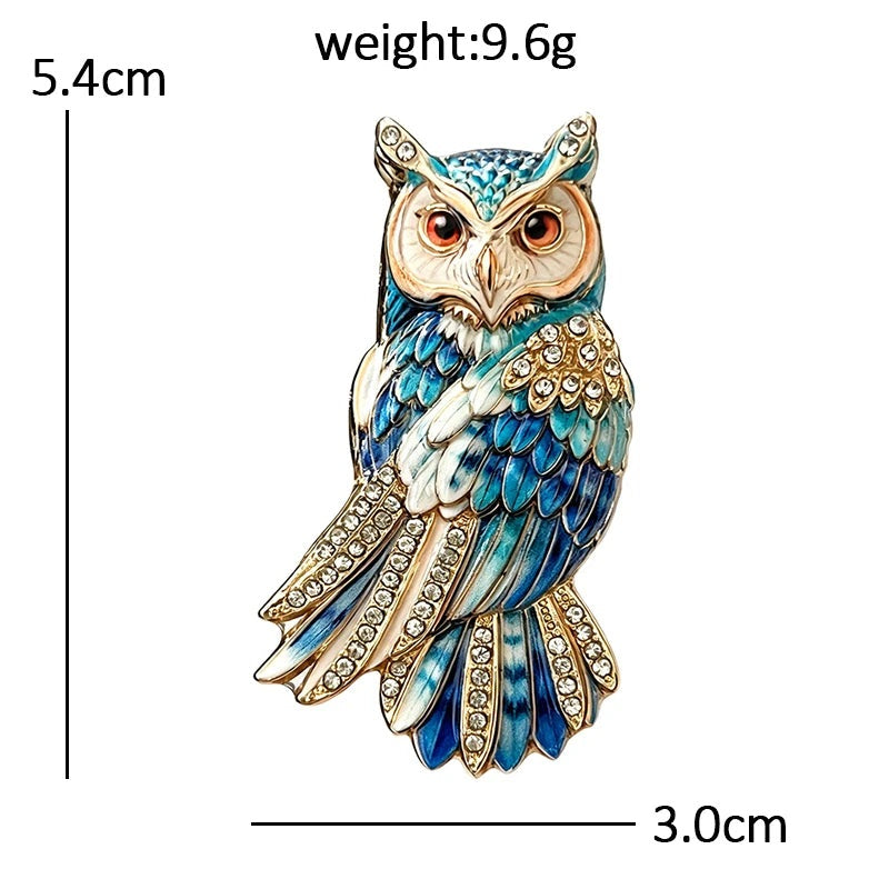Colorful Jeweled Owl Brooch dimensions