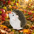 Enamel Hedgehog with Fruit Brooch styled in a thematic scene