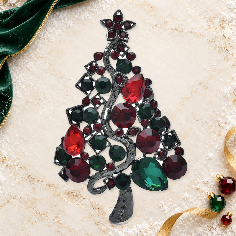 Faceted Christmas Tree Brooch styled product image