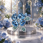 Faceted Flower with Pearl-Look Drop Brooch styled in a thematic scene