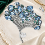 Faceted Ginkgo Leaf with Pearl-Look Drop Brooch styled product image