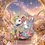 Fantastical Goat with Flowing Mane Brooch styled in a thematic scene