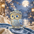 Floral Crown Owl with Little Bird Brooch styled in a thematic scene