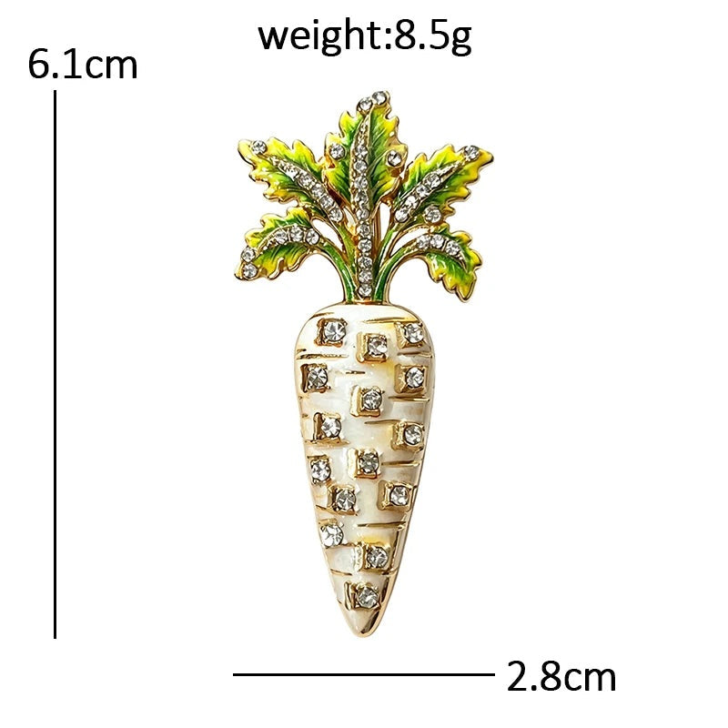Floral Enamel Carrot Brooch dimensions