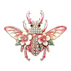 Floral Winged Beetle Brooch — Pink