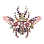 Floral Winged Beetle Brooch — Purple