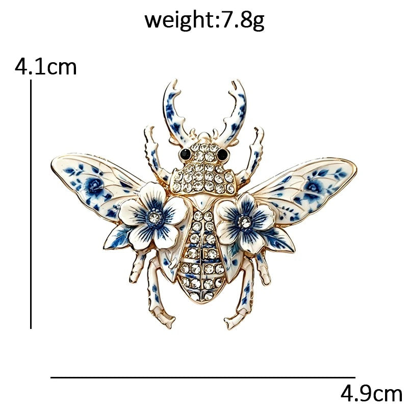 Floral Winged Beetle Brooch dimensions