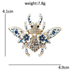 Floral Winged Beetle Brooch dimensions