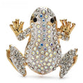 Rhinestone Frog Brooch — White