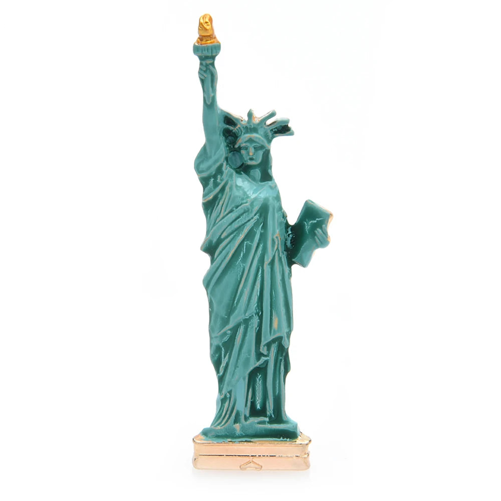 Green Enamel Statue of Liberty Brooch