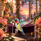 Hummingbird with a Delicate Draped Chain Brooch styled in a thematic scene