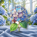 Hydrangea Flower with Ladybug Brooch styled in a thematic scene