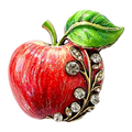 Jeweled Enamel Apple Brooch