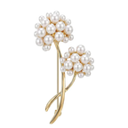 Pearl-Look Double Dandelion Brooch