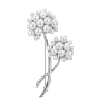 Pearl-Look Double Dandelion Brooch