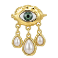 Baroque Green Eye with Pearl-Look Drops Brooch
