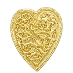 Ornate Embossed Golden Heart Brooch