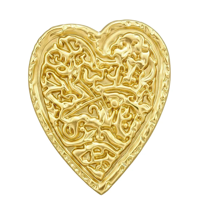 Ornate Embossed Golden Heart Brooch